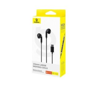 بيسوس سماعة رأس سلكية، سماعة داخل الأذن USB-C مع ميكروفون لون أسود ، موديل:A00170000113- Z1