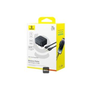 بيسوس شاحن جداري فائق السرعة بقدرة 20 واط بمنفذ واحد (Type-C)  لون اسود ، موديل : 1C 20W